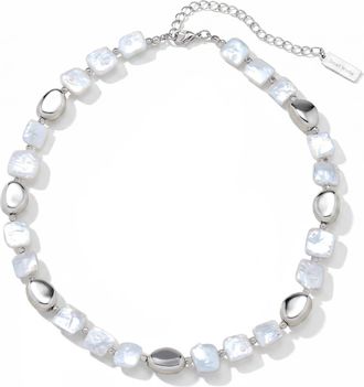 Pompeii3 Pina Square Pearl Silver Necklace