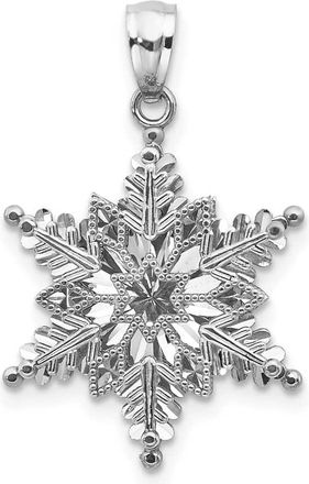 Diamond2Deal 14k White Gold Polished and Textured 2-Level Snowflake Pendant
