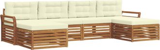 vidaXL Conjunto De Sof&aacute;s De Exterior 6 Uds. Natural Y Crema Vidaxl