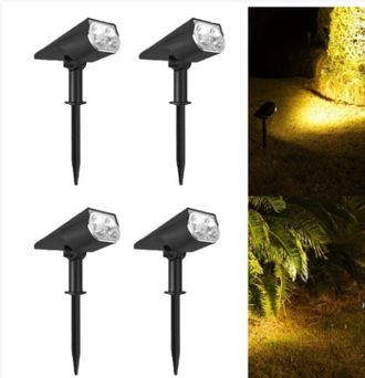 OEM Foco Solar Multifuncional Para Exteriores, Ultrabrillante E Impermeable, Ideal Para Iluminaci&oacute;n De Jardines O Villas, Luz C&aacute;lida, Color Negro, Juego D