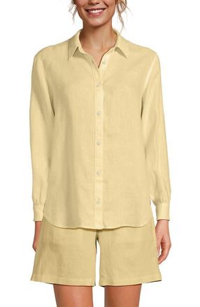 Lands End Linen Long Sleeve Feminine Shirt in Pale Sunbeam Yellow at Nordstrom, Size X-Large P