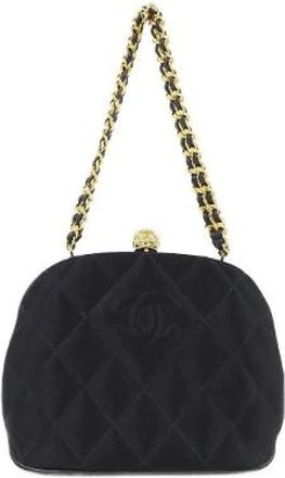 Chanel Pre-owned Satin Shoulder Bag - Dames - Vintage Handtas - Zwart - ONE Size - Satijn - Vintage
