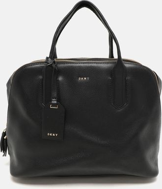 DKNY Dkny Black Leather Dome Satchel