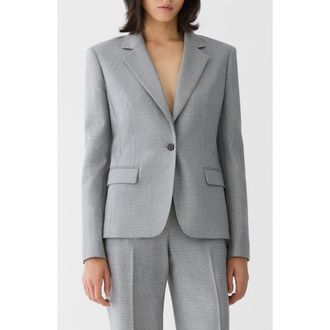 Lafayette 148 New York Single Button Wool Blazer in Nickel Multi at Nordstrom, Size 12