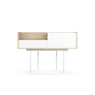 HERDASA Consola De Entrada Fabricada En Melamina Con Patas Met&aacute;licas, Modelo Diplomat (673) De Herdasa. Roble-blanco