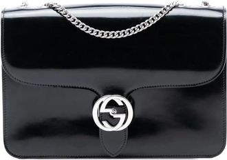 Gucci Pre-owned Cross Body Bags, female, Black, Size: ONE SIZE Pre-owned Chain Leather Bag