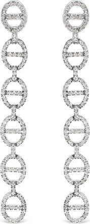 House of Brilliance Sterling Silver 1.0 Cttw Diamond Oval Design Dangle Earrings