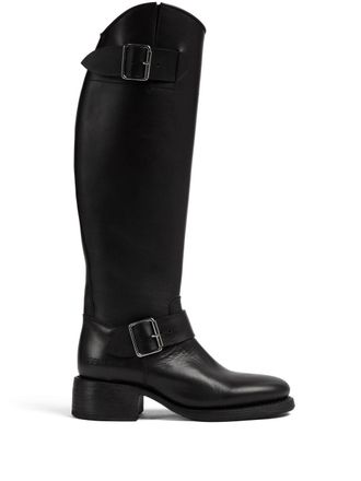 Dsquared2 logo-debossed leather boots - women - Calf Leather/Calf Leather/Elastodiene/Calf Leather - 36.5 - Black