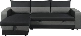 Habitat et Jardin Sof&aacute; Esquinero Reversible/transformable De Tela <> - 3 Plazas - Negro