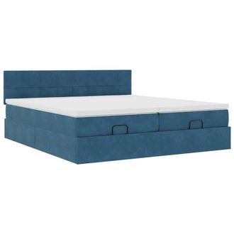 vidaXL Estructura De Cama Otomana Colchones Terciopelo Azul Oscuro Vidaxl