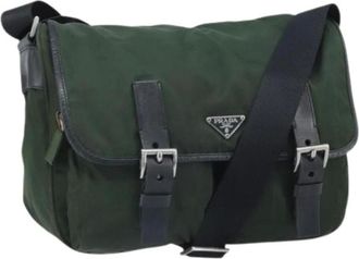 Prada Pre-owned Cross Body Bags, female, Green, Size: ONE SIZE Pre-owned Vintage Nylon Shoulder Bag