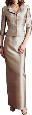 Montage by Mon Cheri Shift Midi Dress With Jacket In Champagne