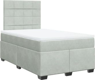 vidaXL Box Spring Bed with Mattress Light Grey 120x190 cm Small Double Velvet Vidaxl