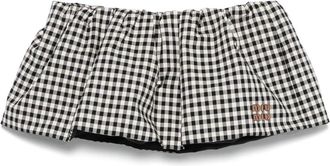 Miu Miu Elasticated-Waistband Checked Mini Skirt - Womens - Cotton