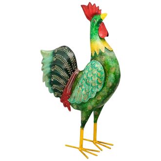 OEM Gallo Decorativo Para La Terraza, Balc&oacute;n Y Jard&iacute;n - Figura De Metal Multicolor