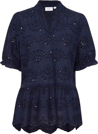 Saint Tropez Geleksa SZ Blouse - Dames - Blouses - Blauw - S - Katoen - Overhemden