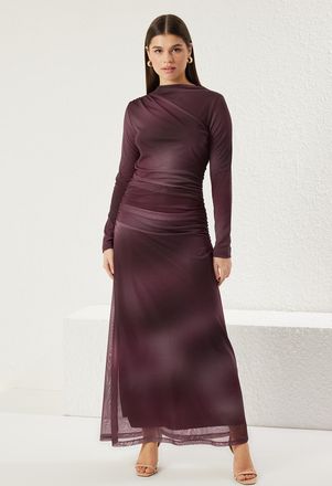 Trendyol Modest Dames Paars Abstract Maxi Lang Avond / Dagelijks A-lijn Modest Jurken