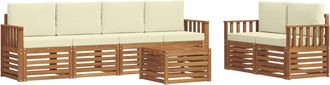 vidaXL Conjunto De Sof&aacute;s De Exterior 7 Uds. Natural Y Crema Vidaxl