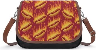 Generic Hot Dog Flaming Womens Crossbody Bag Fashion Shoulder Handbags Message Tote Bag with Adjustable Strap