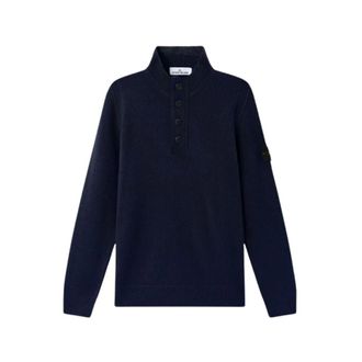 Stone Island Dolcevita a coste con zip corta - - Knitwear - Uomo - Blu - L