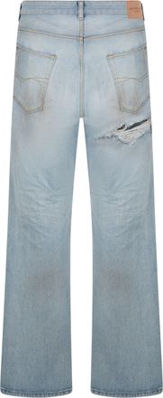 Balenciaga Mens Straight-Leg Jeans Light Blue Cotton Regular &