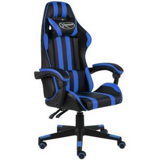 vidaXL Silla Gaming De Cuero Sint&eacute;tico Negro Y Azul Vidaxl