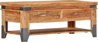 vidaXL Mesa De Centro De Madera Maciza De Acacia 110x52x45 Cm Vidaxl