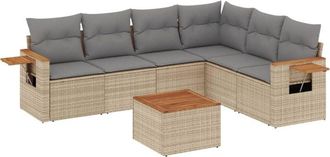 vidaXL Vidaxl - Set Sof&aacute;s De Jard&iacute;n 7 Piezas Y Cojines Rat&aacute;n Sint&eacute;tico Beige