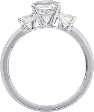 LuvMyJewelry Kahini 14K Gold Cushion Lab Grown Diamond Three Stone Engagement Ring - 2.15 Cts