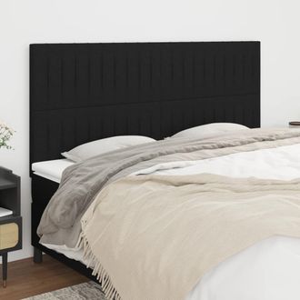 vidaXL Cabeceros 4 Unidades De Tela Negro 90x5x78/88 Cm Vidaxl