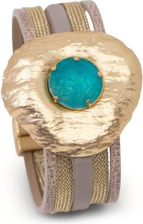 Saachi Stone Multistrand Faux Leather Bracelet in Taupe at Nordstrom Rack