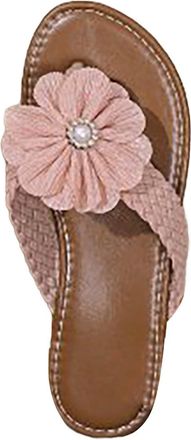 Generic Flip Flop Womens Elegant Toe Separator Sandals Womens Summer Comfortable Slippers Slide with Flowers Summer Shoes Non-Slip Slippers Beach Shoes Beach 