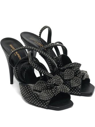Saint Laurent 100mm studded-embellishments sandals - women - Leather/Leather/Leather - 40 - Black