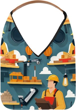 Generic Labor Day Pattern Reusable Lightweight Grocery Bags - Foldable Into Compact Pouch, Washable & Sturdy, Multipurpose for Shopping and Travel