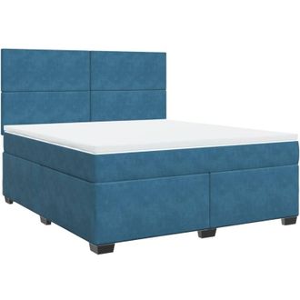 vidaXL Vidaxl - Cama Box Spring Con Colch&oacute;n Terciopelo Azul 180x200 Cm