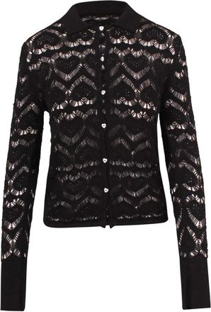 Marco Rambaldi Cardigans, female, Black, S, Heart Lace-stitch Shirt Cardigan