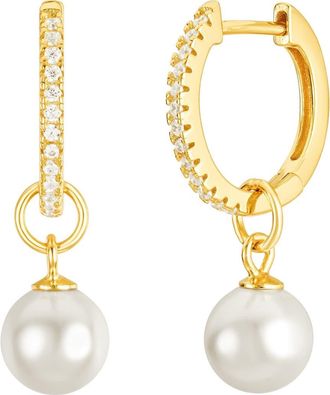 Untamed Petals Perfectly Poised Pearl Hoops in Gold at Nordstrom