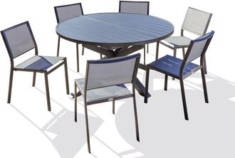 DCB Garden Pelosa - Conjunto De Comedor 6 Pl Aluminio Con Extensi&oacute;n Mariposa - Dcb Garden