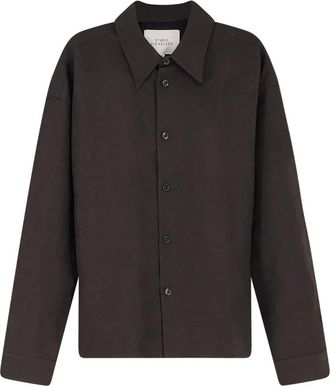 STUDIO NICHOLSON Nostra Shirt - Heren - Casual Overhemden - Bruin - M - Wol - Overhemden
