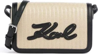 Karl Lagerfeld K/Signature Raffia Crossbody - Dames - Tassen - Beige - Maat: ONE Size