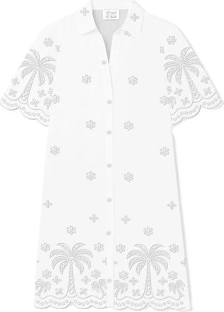 MC2 Saint Barth Aurelia Chambray Palms Shirt - Dames - Shirt Kleedjes - Wit - M - Katoen - Kleedjes