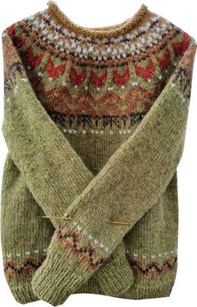 Generic Fairisle Jumper Women Trendy Plus Size Crewneck Knitted Jumpers Nordic Fair Isle Christmas Sweater Baggy Pullover Tops Winter Warm Festive Knitwear,Gr
