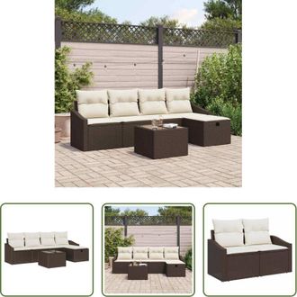 vidaXL Divano esterno - Set di divani con cuscino 6 pcs Marrone polyrattan