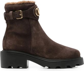 Valentino Garavani VLogo Signature Boot - Dames - Winterlaarzen - Bruin - 40 EU - Leer - Schoenen