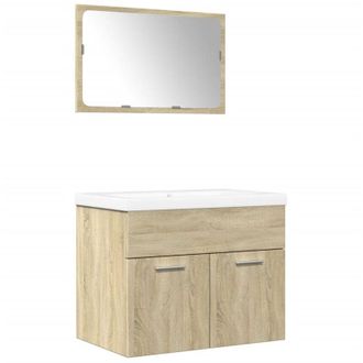 vidaXL Set De Muebles De Ba&ntilde;o 3 Pzas Madera Contrachapada Roble Sonoma Vidaxl
