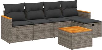 vidaXL Set De Muebles De Jard&iacute;n 6 Pzas Y Cojines Rat&aacute;n Sint&eacute;tico Gris Vidaxl