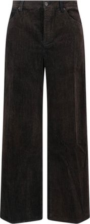Frame Denim Tailored Brown Trousers With Mid-Rise Waist
