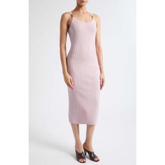 Versace Mesh Rib Midi Sweater Dress in Light Mauve at Nordstrom, Size 42