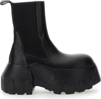 Rick Owens Zwarte Beatle Mega Tractor Laarzen - Dames - Chelseaboots - Zwart - 37 EU - Leer - Schoenen