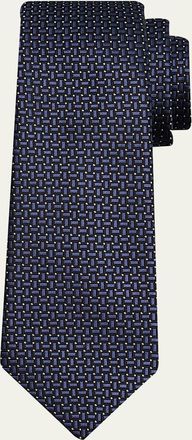 Kiton Mens Basketweave Silk 7-Fold Tie